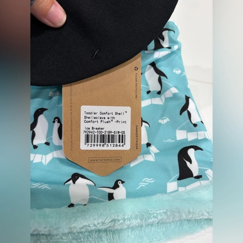 Turtle Fur Kids Comfort Shell Shellaclava® Balaclava UPF 50+ Penguins Blue NWT